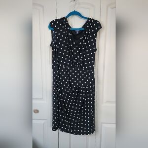 American Living Black and White Polka Dot Midi Dress